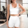 Custom Individualized Women's Square Neck Tank Tops High Waist Shorts Sports Set