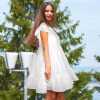 Custom Individualized Women's Round Neck Ruffle Sleeve Flowy Pleated Casual Dress