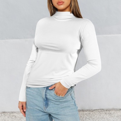 Custom Personalized Women's Turtleneck Slim Long Sleeve T-Shirt