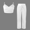 Custom Individualized Women's V-Neck Crop Cami Top & Tie Waist Pants Set