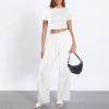 Custom Specialized Women's Crew Neck Short Sleeve Crop Top &  Wide Leg Pants Set