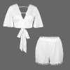 Custom Personalized V Neck Backless Tie Back Top & Pocket Shorts Set