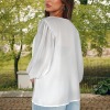 All-Over Print Women's Loose Chiffon V-Neck Puff Sleeve Blouse