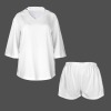 Custom Individualized Women's V-Neck Long Sleeve Blouse & Pocket Shorts Set