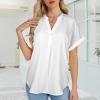 Custom Personalized Women's Split V-Neck Short Sleeve Blouses Tops