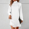 Custom Personalized Women's Mock Neck Long Lantern Sleeve Mini Dress
