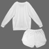 Custom Individualized Women's Long Sleeve Button Collar Sweatshirt & Elastic Waist Pocket Shorts Set