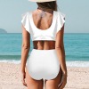 All-Over Print Women's Ruffle Sleeve High-Waisted Bikini Set