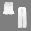 Custom Personalized Women's Sleeveless Ruffle Hem Crop Top & Wide Leg Pants Set