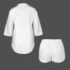 Custom Individualized Women's V-Neck Long Sleeve Blouse & Pocket Shorts Set