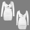 Custom Personalized Women's Long Sleeve Backless Cut Out Ruched Bodycon Dress