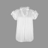 Custom Specialized Women's V-Neck Drawstring Ruffle Sleeve Blouse Tops