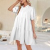 Custom Personalized Women's Button Puff Sleeve Tiered Shirt Dress