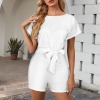 Custom Personalized Women's Belt Keyhole Back Short Sleeve Romper