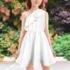 Custom Personalized Girls One Shoulder Ruffled Casual Dress