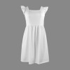 Custom Personalized Women's Square Neck Ruffle Sleeve Pocket Dress