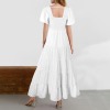 Custom Individualized Puff Sleeve Smocked Backless Flowy Tiered Maxi Dress
