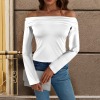 Custom Personalized Women's Off Shoulder Double Lined Long Sleeve T Shirts