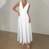 Custom Specialized Women's Deep V-Neck Sleeveless High Waist Maxi Dress