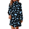 High-Neck Mini Dress With Long Bell Sleeves