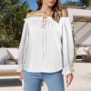 Custom Specialized Women's Off Shoulder Lantern Sleeve Ruffle Trim Blouse