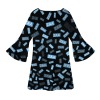 V-Neck Layered Bell-Sleeve Dress