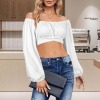 Custom Personalized Women's Off Shoulder Long Sleeve Cross Tie Back Crop Blouse