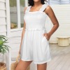 Custom Personalized Sleeveless Square Collar Ruffle Straps Pocket Shorts Romper