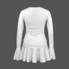 Custom Personalized Women's Low Cut Long Sleeve Ruffled Dress