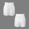 Custom Individualized Women's Tie Front Pleated High Waist Pocket Shorts