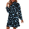 High-Neck Mini Dress With Long Bell Sleeves