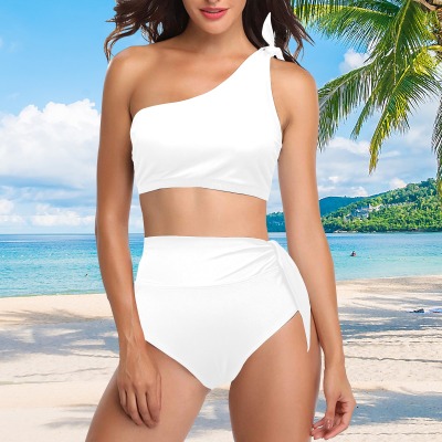 All-Over Print Women's High Waisted One Shoulder Bikini Set