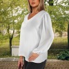 All-Over Print Women's Loose Chiffon V-Neck Puff Sleeve Blouse