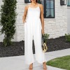 Custom Personalized Women's Round Neck Pleated Cami Jumpsuit