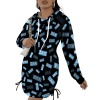 Long-Sleeved Hooded Drawstring Sweatshirt Dress