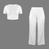 Custom Specialized Women's Crew Neck Short Sleeve Crop Top &  Wide Leg Pants Set