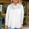 Custom Personalized Women's Long Sleeve Button Down Pocket Shirts