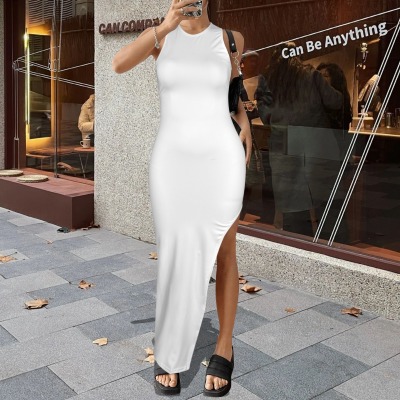 Custom Individualized Women's Sleeveless Backless Hollow Slit Maxi Dress