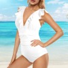 Custom Specialized Women's Ruffle V-Neck Tummy Control One Piece Swimsuit