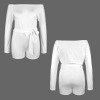 Custom Specialized Women's Off Shoulder Long Sleeve Tie Waist Romper