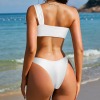 Custom Individualized Twist Ruched One Shoulder Bikini Top & Low Rise Thong Set
