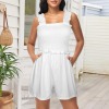 Custom Personalized Sleeveless Square Collar Ruffle Straps Pocket Shorts Romper