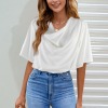 Custom Individualized Women's Draped Neck Flare Sleeve Blouse