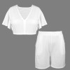 Custom Personalized Women's Flutter Sleeve Crop Top & High Waist Shorts Set
