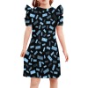 Girls' Round-Neck Puff-Sleeve Dress