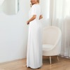 Custom Individualized Women's Round Neck Pleated Waist Pockets Maxi Dress