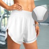 Custom Individualized Women's High Waist Double Layer Side Slit Sports Shorts