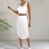 Custom Personalized Sleeveless Tank Top & Bag Hip Midi Skirts Set