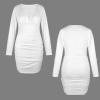 Custom Personalized Women's Long Sleeve Deep V-neck Ruched Bodycon Dress