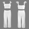 Custom Personalized Women's Tie Shoulder Cami Top & Wide Leg Pants Set